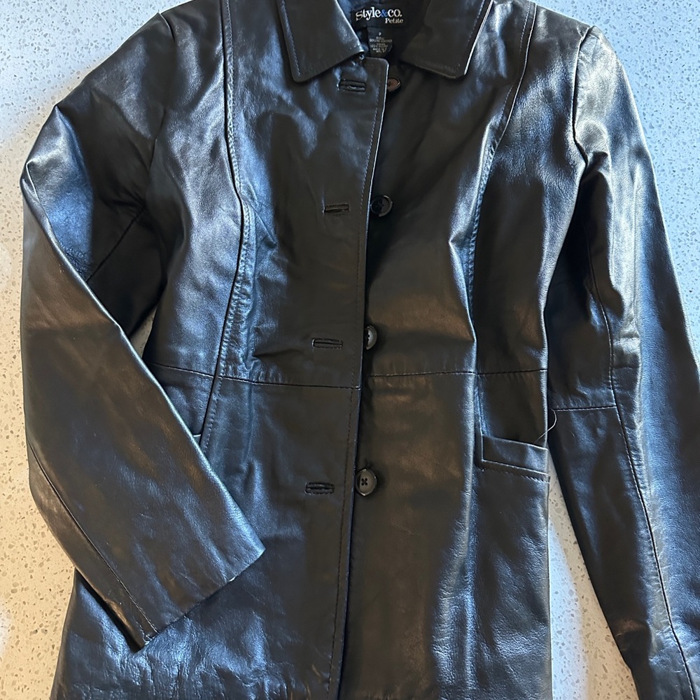 Style & Co. Women's Sleek Black Leather Jacket